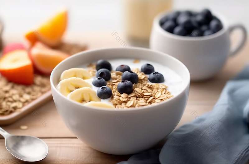 健康早餐食品格兰诺拉麦片配酸奶,高清,摄影图,摄影图片,图片大全,摄影图免费下载